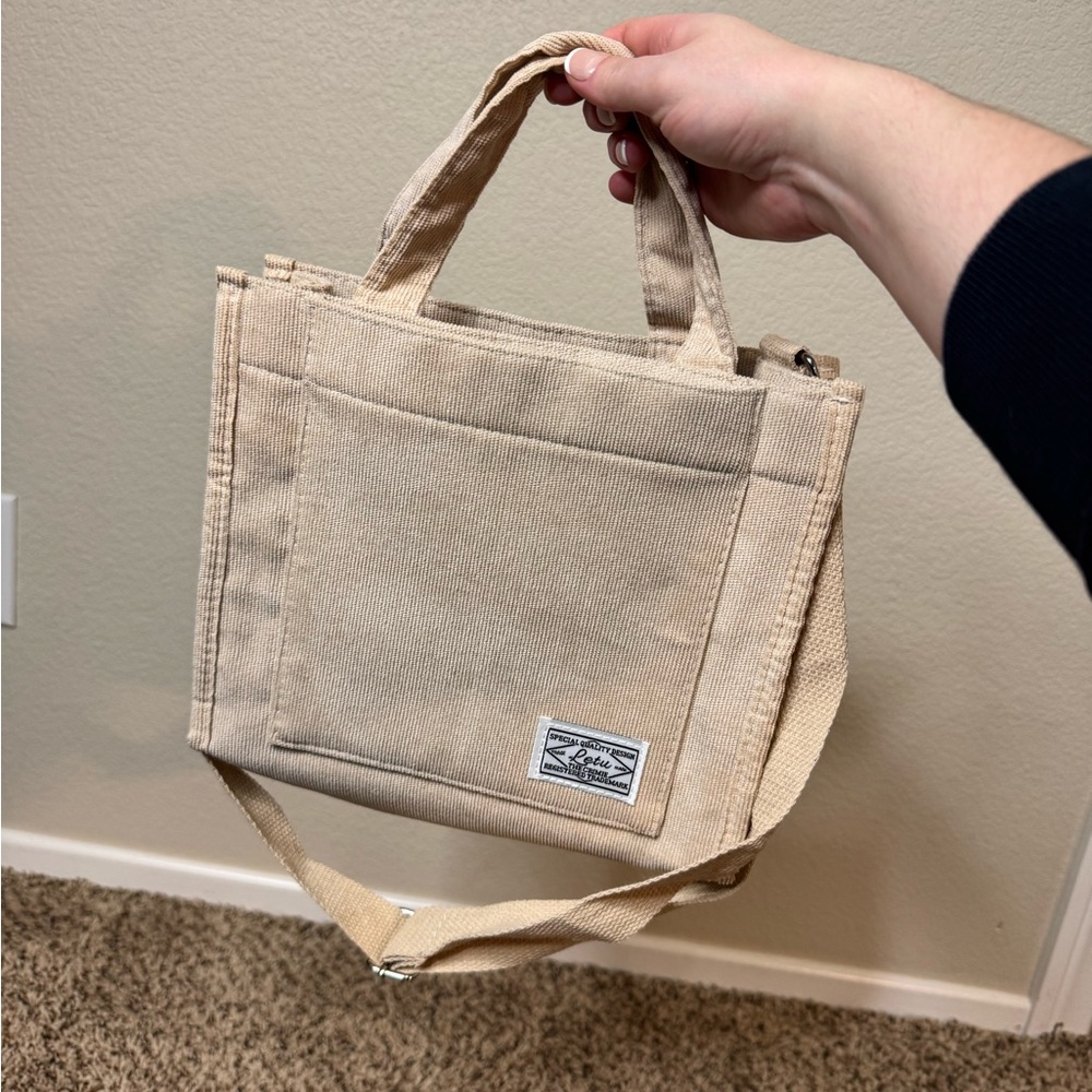 NWOT Tan Canvas Tote Bag With Shoulder Straps